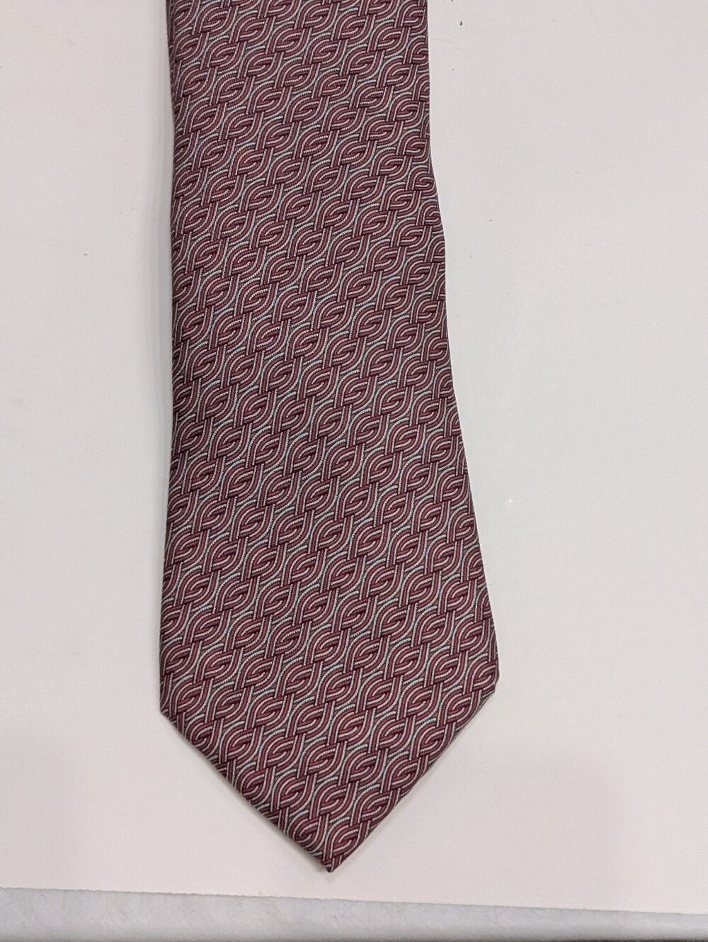 Hermes Paris 100% Silk Tie 7936 MA Made In France Pink Gray #50